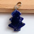 Lapis Lazuli Christmas tree pendant with silver clasp and natural blue gemstone texture - Blue Sodalite