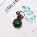 Artistic handmade copper-wrapped pendant featuring green agate and purple amethyst crystals - Green Main Stone Purple Chips Rose Pendant (No.1) / 30-50mm, 13g