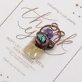 Pendentif en cuivre avec citrine et améthyste enveloppé de fil et turquoise - Citrine (No. 7)