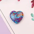 Cuenta de piedra en forma de corazón con mosaico púrpura, azul y dorado para joyería - Patrón Patchwork Multicolor (No.14)