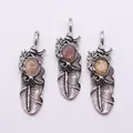 Zilveren veerhangers met ovale grijze agaatsteen voor DIY sieraden maken en hobby's - 19x62mm / Grijze Agaat