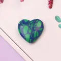 Piedra de turquesa sintética pulida en forma de corazón azul y verde para joyería DIY - Manchado Azul Verde (No.16)