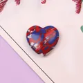 Cuenta de piedra imperial pulida en forma de corazón con textura de mármol rojo azul blanco - Patrón Mineral Tricolor (No.18)