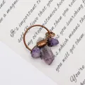 Macro detail of handmade wire-wrapped purple amethyst cluster pendant with bronze finish - Pendant Only (Without Chain) / Purple Crystal