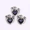 Dragon heart pendant with blue sandstone, silver-plated mythical beast jewelry charm - Pendant Only (Without Chain) / Blue Goldstone Dragon Pendant