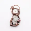 Detail of copper plated irregular natural white stone and crystal cluster pendant - White Natural Stone And White Druzy (No. 6)