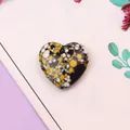 Piedra de jaspe bumblebee pulida en forma de corazón con texturas amarillo y negro - Moteado Negro Amarillo (No.26)