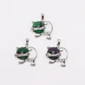 Colgante de gato con rubí zoisita y contorno de metal plateado para joyería de DIY - Rubí Zoisita