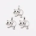 Colgante gato de plata con piedras de ópalo blanco y ojos de piedras negras pack 3 - Jade Blanco