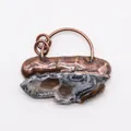 Macro view of natural agate slice pendant with raw crystal druzy and vintage metal ring - No.4 (5759636436397) / Gray