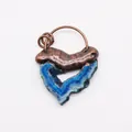 Detailed view of bohemian blue agate pendant with irregular bronze metal finish - No.3 (5759636436396) / Blue
