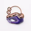 Irregular purple agate geode pendant with electroplated bronze metal frame - No.1 (5759636436394) / Purple