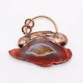 Irregular purple agate slice pendant with red edge and copper loop for DIY jewelry - No.2 (5759636436395) / Red