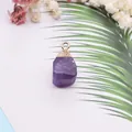 Pendentif cube en améthyste naturelle avec crochet doré pour colliers de bijoux DIY - Améthyste Violette (4)