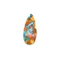 Détail d'un pendentif en pierre naturelle en forme de goutte aux motifs colorés et trou - Style Coloré Bleu Orange (Motif 8)
