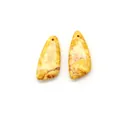 Macro view of triangular orange emperor stone pendants with red marble texture and pre-drilled holes - Orange-Yellow Red Veined Style (No. 2)