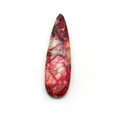 Macro detail of teardrop natural stone pendant with red and gold sand marble texture - US 4