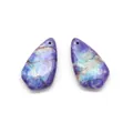 Close-up of teardrop natural stone pendants with blue and purple marble textures and pre-drilled holes - Purple-Blue Intertwined Veins Style (6)