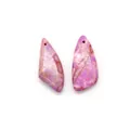 Close-up of dual pink purple triangular natural stone pendants with unique marbled texture - Pink-Purple Patch Style (No. 6)
