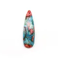 Macro view of teardrop stone pendant with colorful Imperial Jasper mosaic patterns - US 6