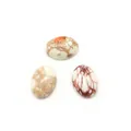 Gros plan de perles ovales en pierre naturelle veinée pour création de bijoux DIY - 13x18mm / Tons Blanc Cassé (N° 13)