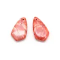 Pink and orange marbled teardrop stone pendants for DIY jewelry making, set of two - Pink-Orange Marble Texture Style (5)
