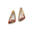 Natural triangular stone pendant with mixed red and beige texture for DIY jewelry making - Reddish Brown & Beige Textured Style (No. 7)