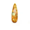 Polished teardrop-shaped sea sediment jasper pendant in orange and green tones - US 5