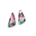 Pink and blue triangle imperial jasper stone pendants for DIY jewelry making - Pink Blue Brown Tan Quicksand Pattern Style (#11)