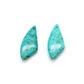 Leaf shaped synthetic turquoise stone pendant with natural texture for DIY jewelry making - Teal and Brown Mottled Style (#12)