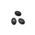 Polished oval black map stone cabochons with natural white marble pattern for DIY rings - 13x18mm / Black Map Stone Texture (No. 3)