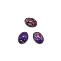 Set of three oval purple emperor stone cabochons with white natural marble textures - 13x18mm / Purple Striped (Style 4)