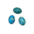 Trois pierres cabochons ovales en turquoise avec veines naturelles pour bijoux DIY - 13x18mm / Tons Bleu Lac (N° 6)