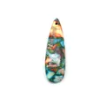 Teardrop-shaped natural imperial stone pendant with blue and orange marbled texture - US 12
