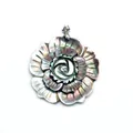 Three-layer carved natural black shell flower pendant with iridescent floral luster - Black Lip Shell Extra Large 48mm