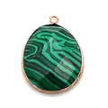 Macro view of water drop malachite pendant with polished rose gold metal edge - 24x32mm / Malachite