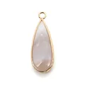 Detail of teardrop gray-white agate pendant with elegant gold electroplated edging - Banded Agate