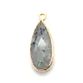 Lapis lazuli style faceted teardrop pendant with gold plated trim for DIY jewelry - Flash Stone (Labradorite)