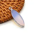 Pendente in opale marquise con bordo argentato e anello per creazione gioielli fai-da-te - Taglio marquise / Opale