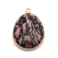 Faceted rhodonite water drop pendant with pink and black patterns in rose gold plating - 24x32mm / Rhodonite with Black Lines