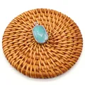 Natural light blue faceted oval stone pendant with silver plated edging for jewelry DIY - Amazonite