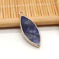 Colgante marquise de sodalita azul natural con bordes dorados para joyas de bricolaje - Sodalita azul