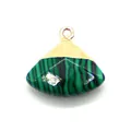 Faceted malachite fan pendant with gold hanging ring and silver detail for DIY jewelry - Pendant Only (No Chain) / Malachite