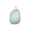 Irregular light blue natural stone pendant with gold electroplated frame for DIY jewelry - Amazonite