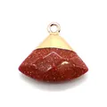 Faceted fan-shaped goldstone pendant with a rose gold bail for DIY necklace making - Pendant Only (No Chain) / Gold Sandstone