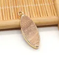 Colgante de piedra natural marquise con bordes chapados en oro y texturas de madera DIY - Jaspe