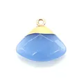 Sky blue faceted semi-circle gemstone pendant with a gold clasp for DIY jewelry - Pendant Only (No Chain) / Blue Agate