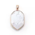 Shield shape white turquoise gemstone pendant with rose gold plated metal trim for jewelry - Howlite