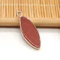 Colgante de piedra de sol marquise con bordes chapados en oro para joyería artesanal - Piedra de Arena Dorada