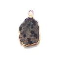 Irregular dalmatian jasper stone pendant with gold plated rim for DIY jewelry - Dalmatian Jasper
